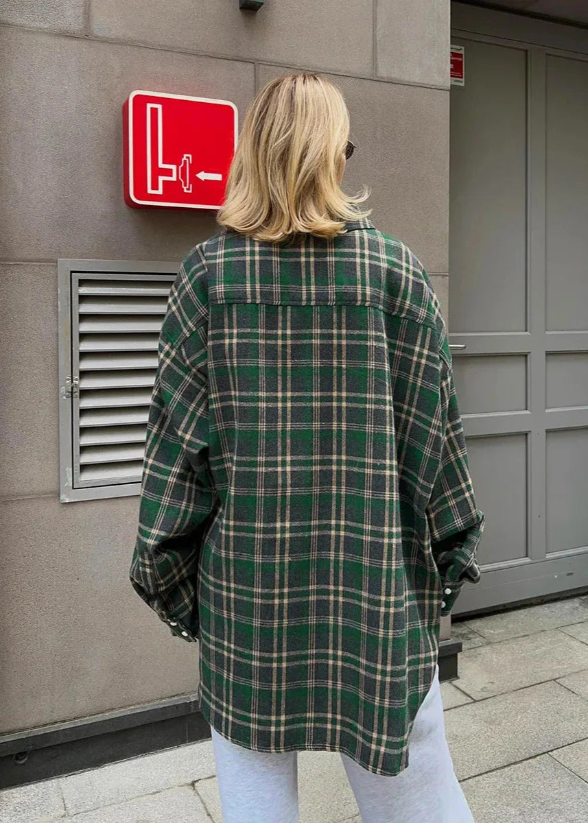 Ivyshape | Plaid Long-Sleeve Shirt for Women