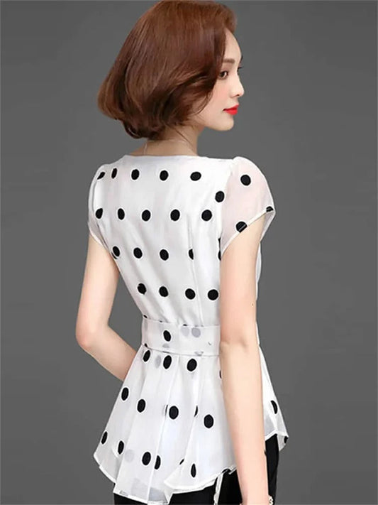 Playful Polka Dot Chiffon Blouse for Women