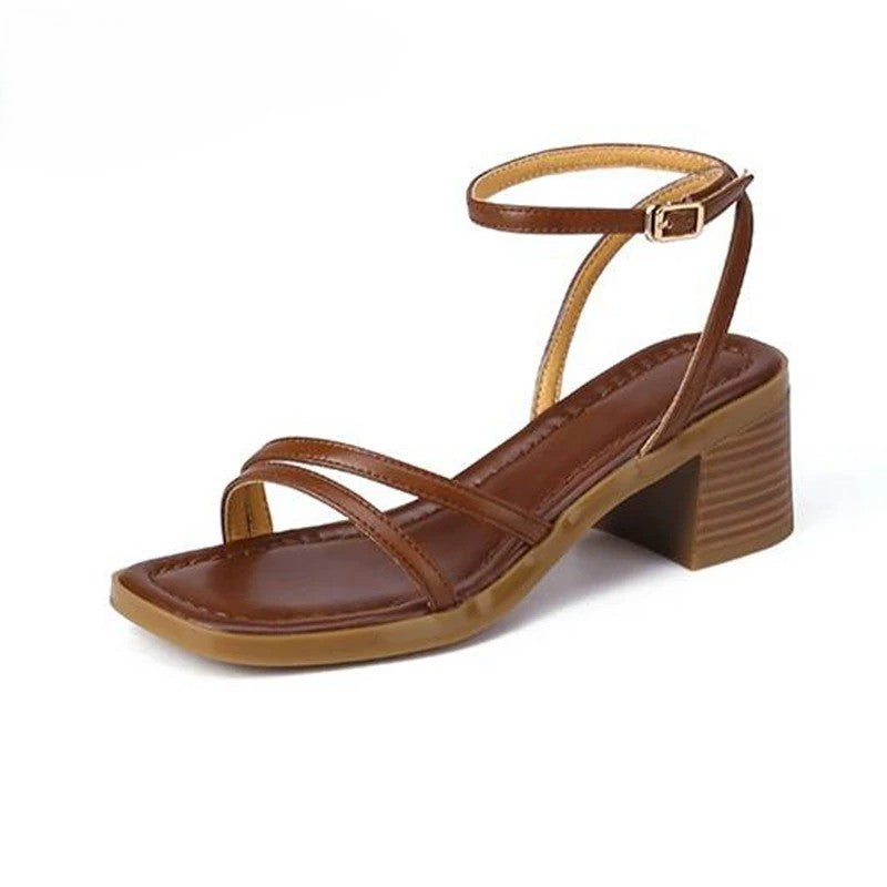 Chic Retro Peep-Toe Sandals for Women