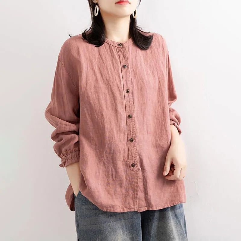 Ivyshape | Women's Blouse with Long Sleeves and Buttons