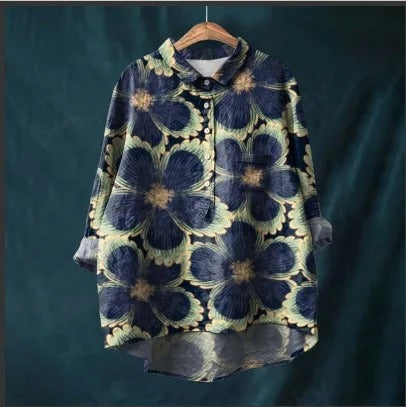 Vibrant Floral Print Blouse for Women (2XL)