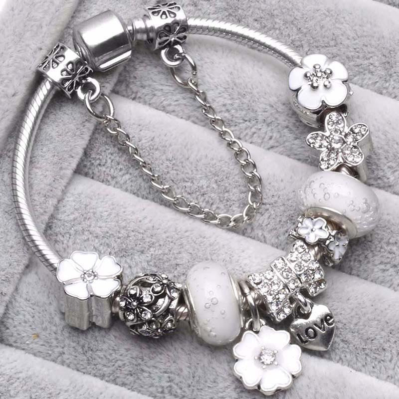 Ivyshape | Peach Blossom Charm Bracelet