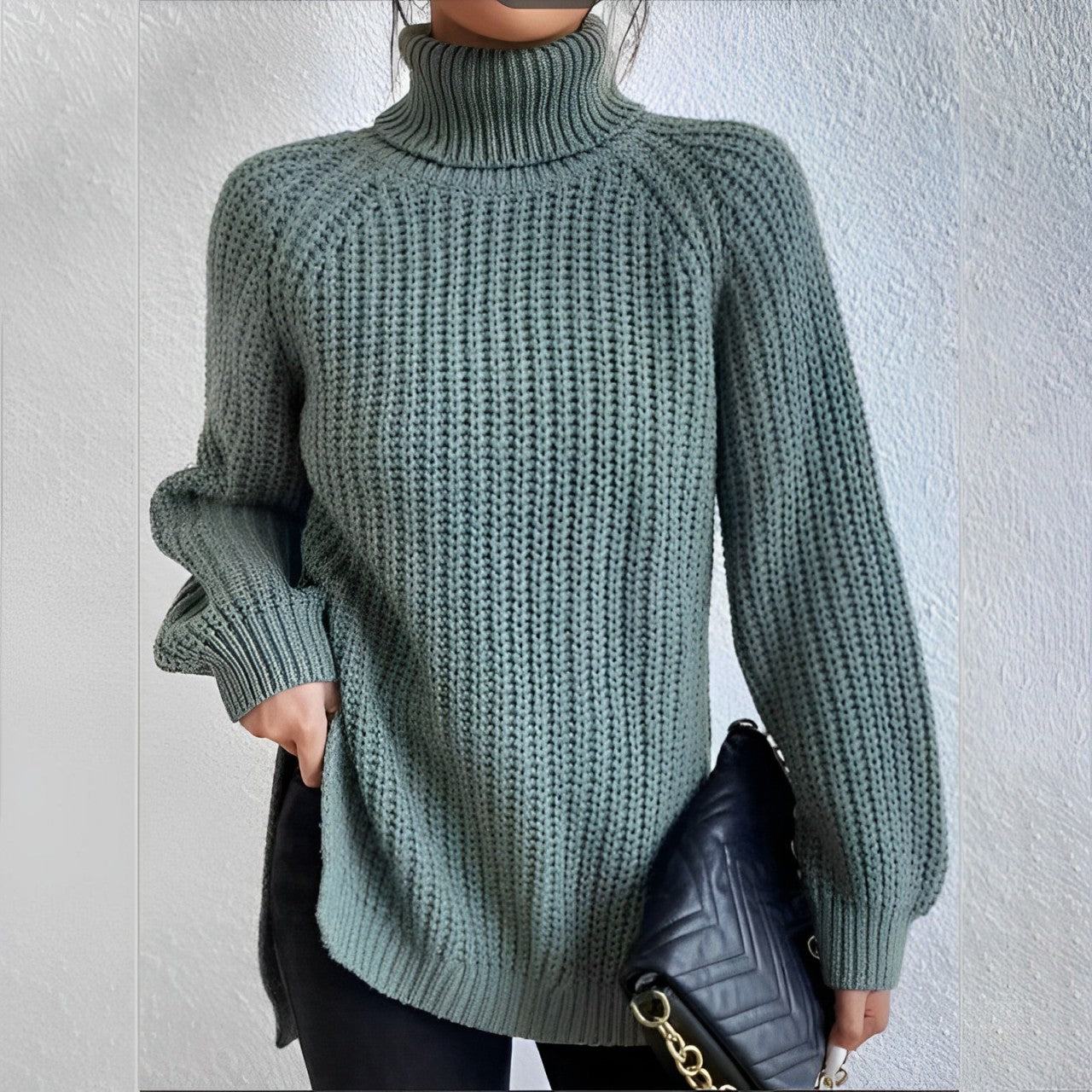 Ivyshape | Thick Turtleneck Sweater Made Of Cotton