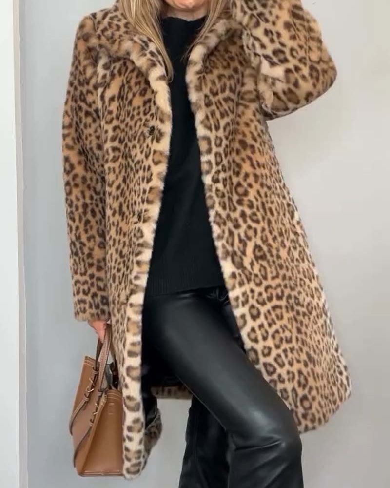 Ivyshape | Leopard Long Soft Jacket