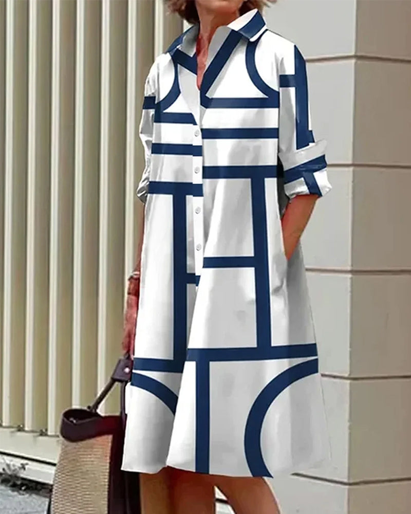 IvyShape | Dress with Pockets and Geometric Print