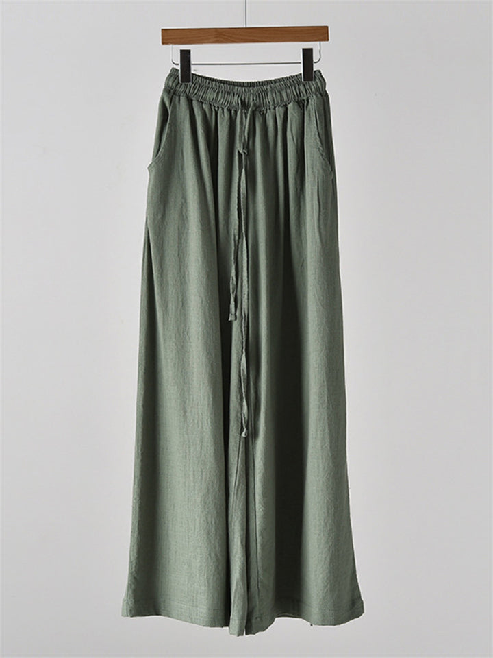 Women's Summer Comfortable Linen Yoga Wide Leg Pants