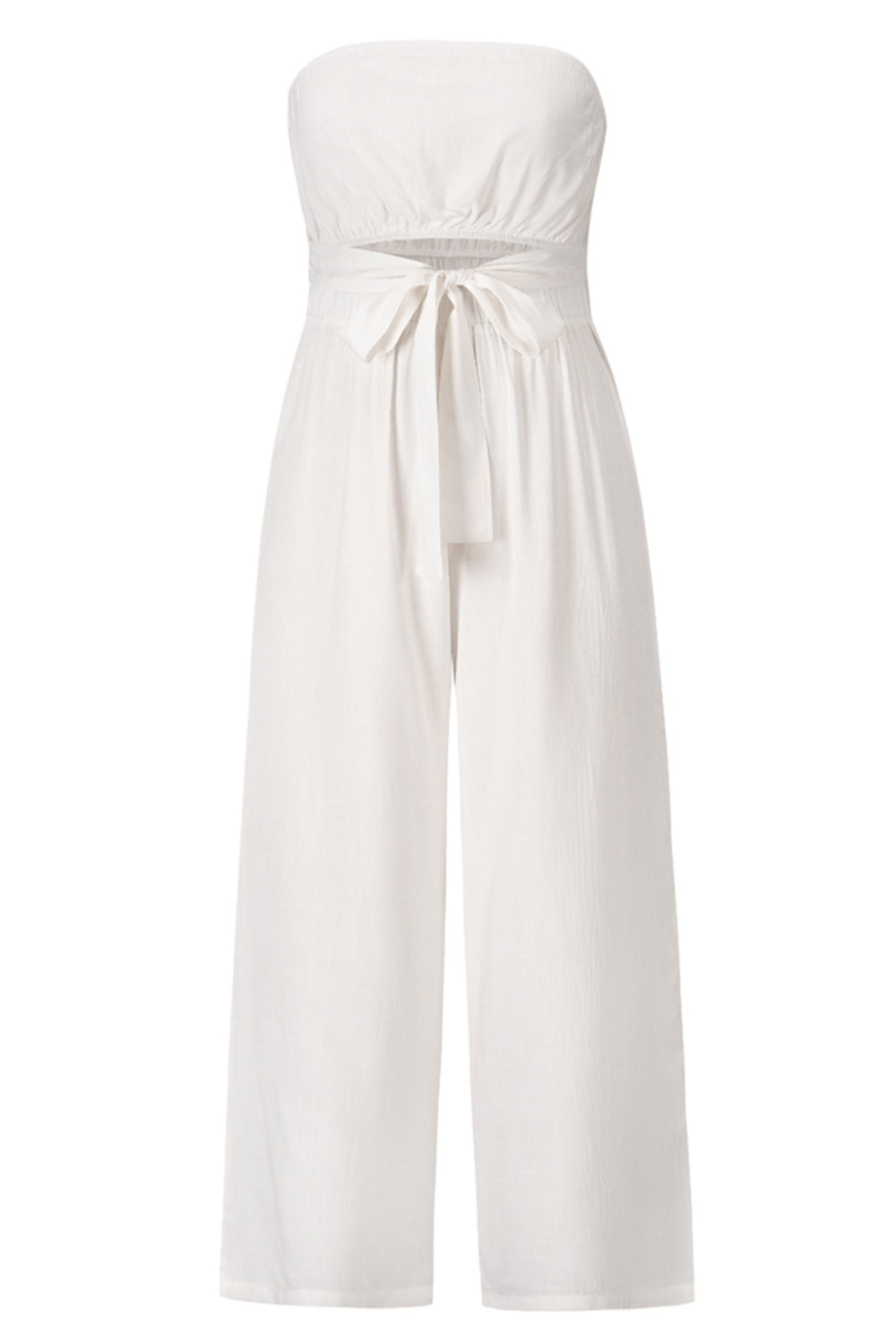 Ivyshape | Tied Cutout Tube Wide Leg Jumpsuit