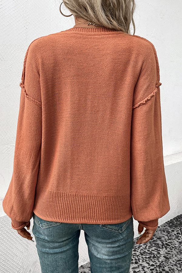 Ivyshape | Long Sleeve Solid Color Sweater