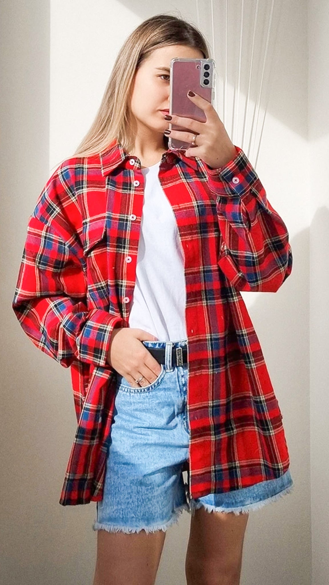 Oversized Checkered Blouse