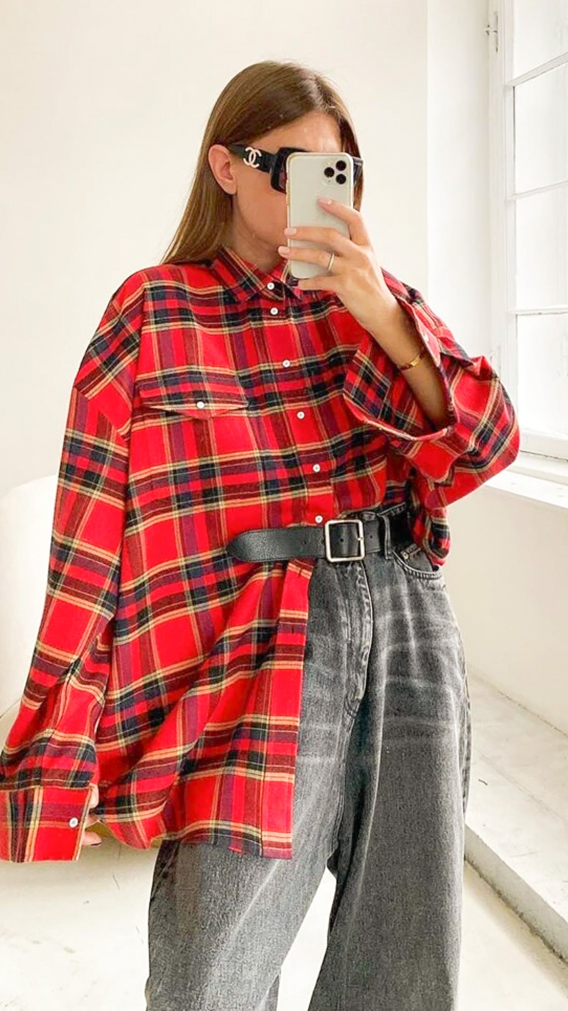 Oversized Checkered Blouse