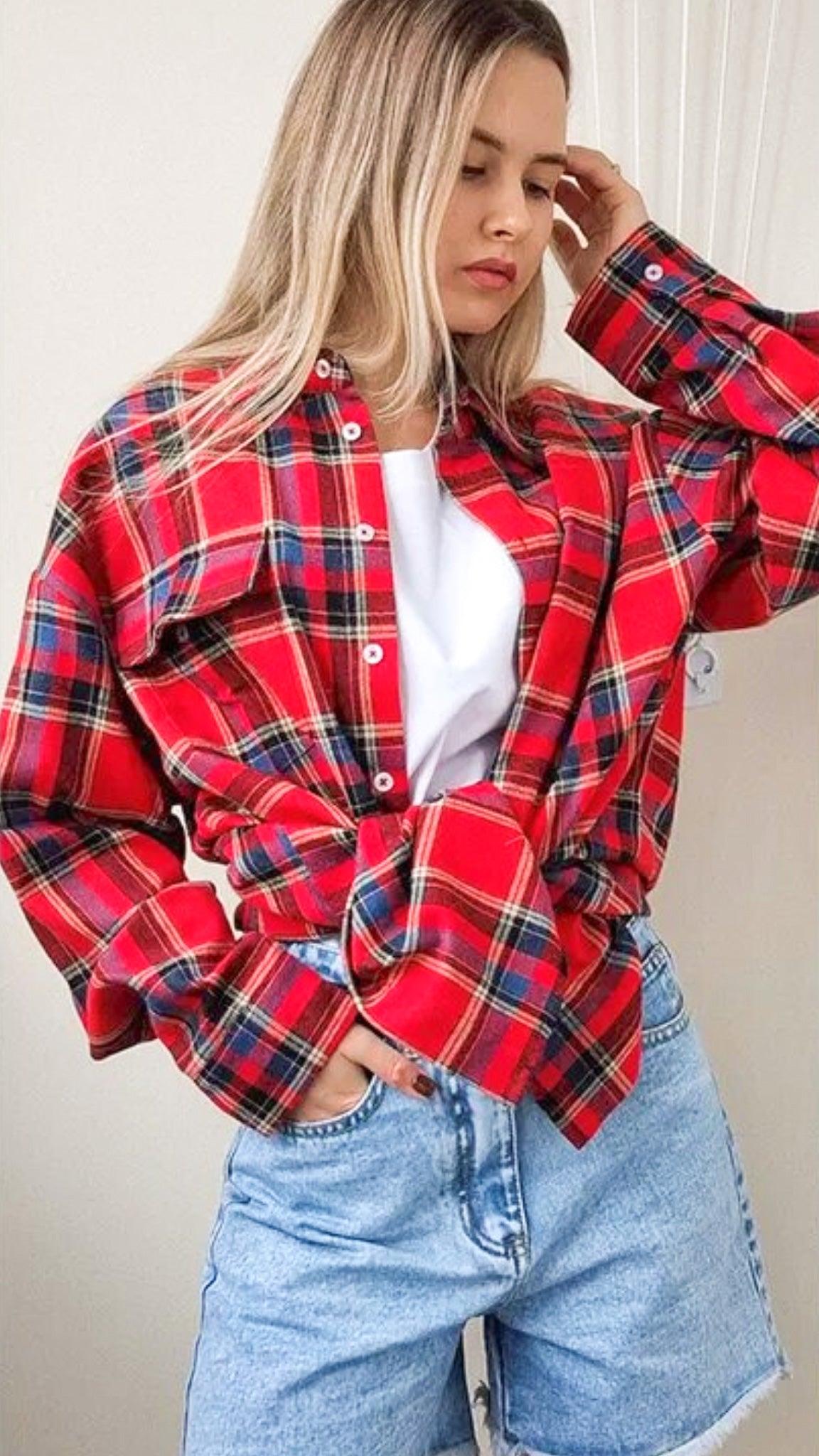 Oversized Checkered Blouse