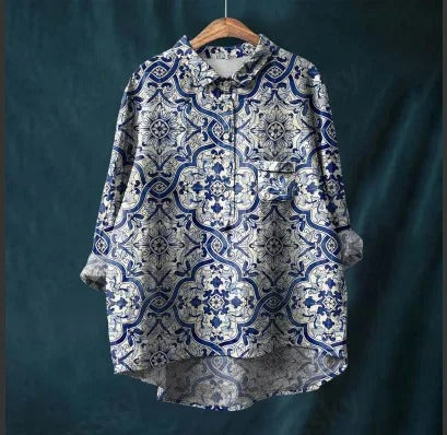 Vibrant Floral Print Blouse for Women (2XL)