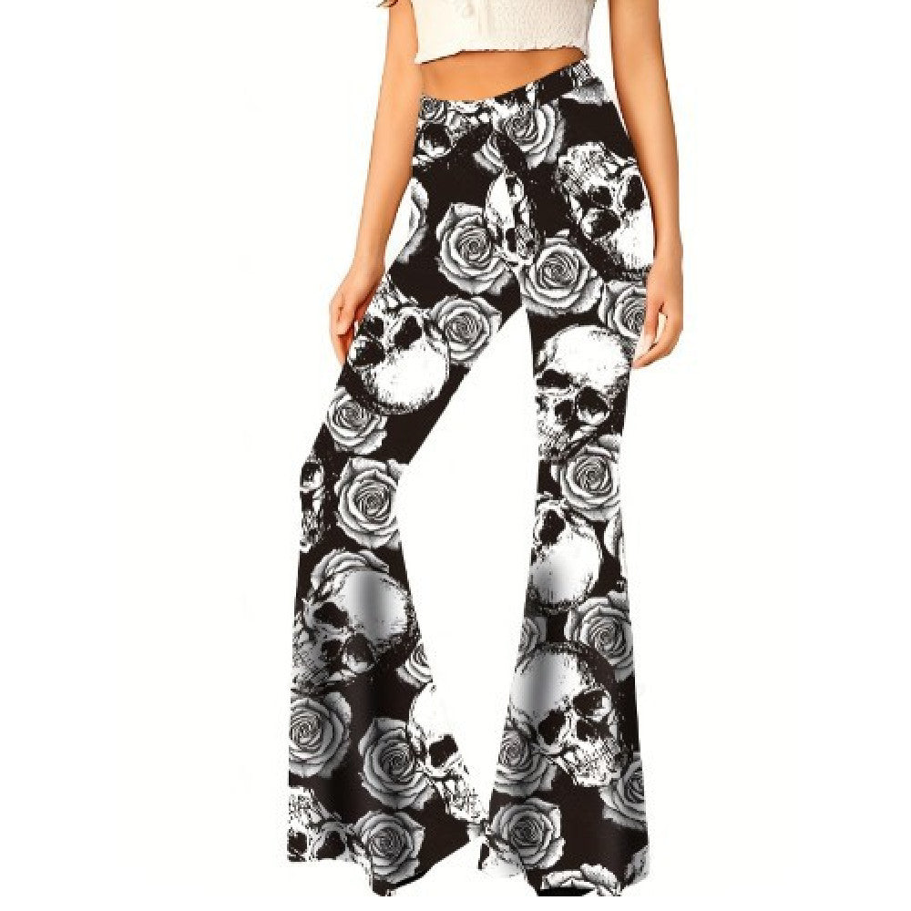 Ivyshape | Tight Retro Print Bootleg Pants