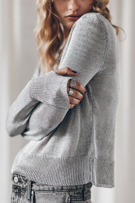 Ivyshape | Silver Metallic Knitted Sweater