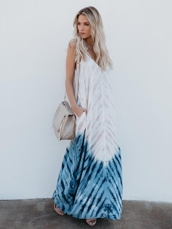 Strap Print Beach Maxi Long Dress