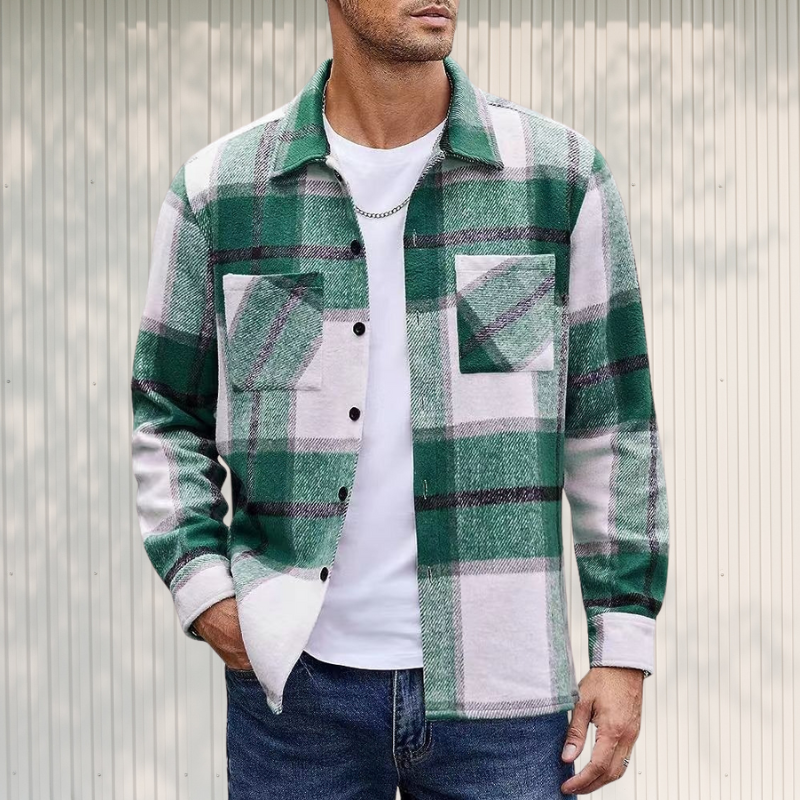 Ivyshape | Plaid Knit Flannel Long-Sleeve