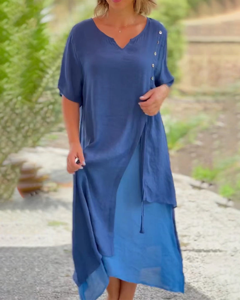 Summer Casual Long Dress with Half Sleeves | Ideal for Summer