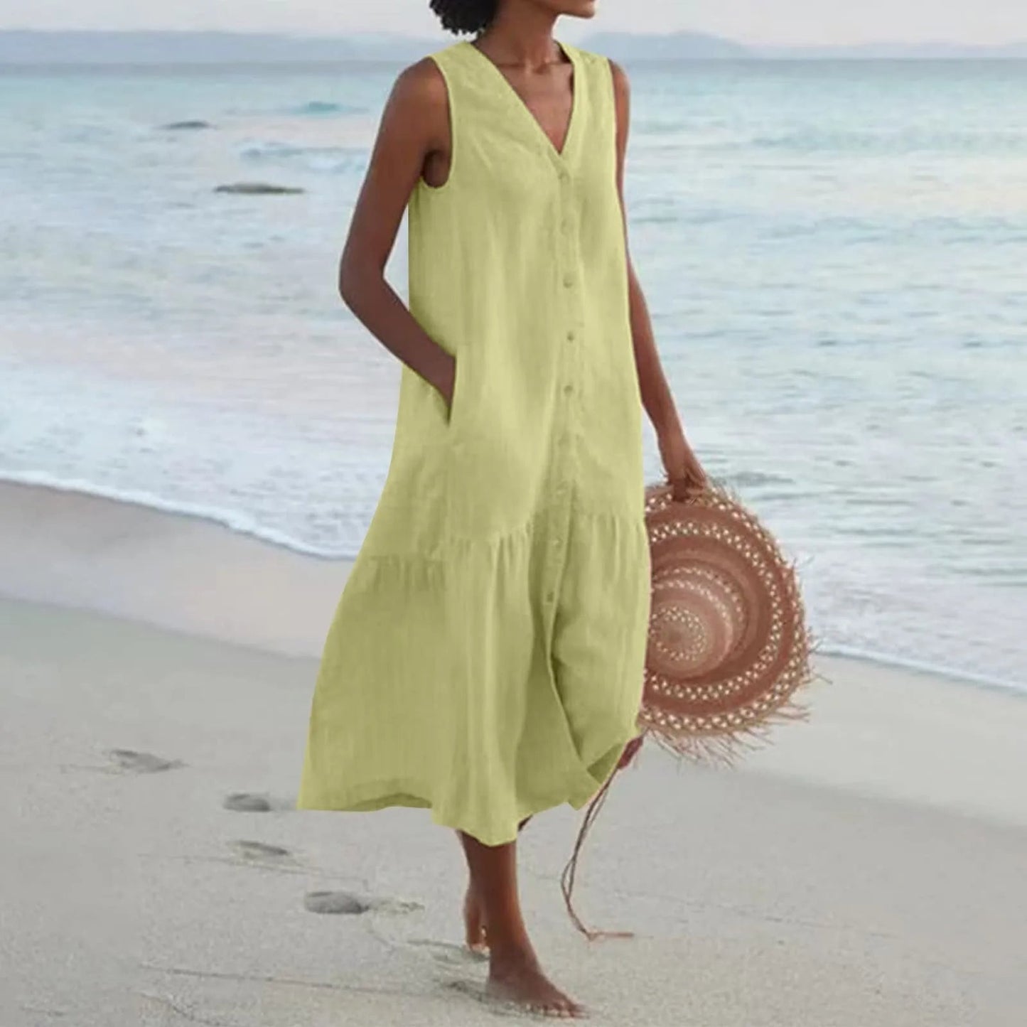 Ivyshape | Women's Comfortable Beach Dress Pastel