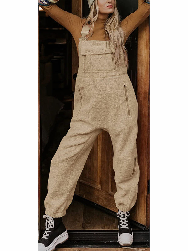 Ivyshape | Comfortable Fleece Overalls