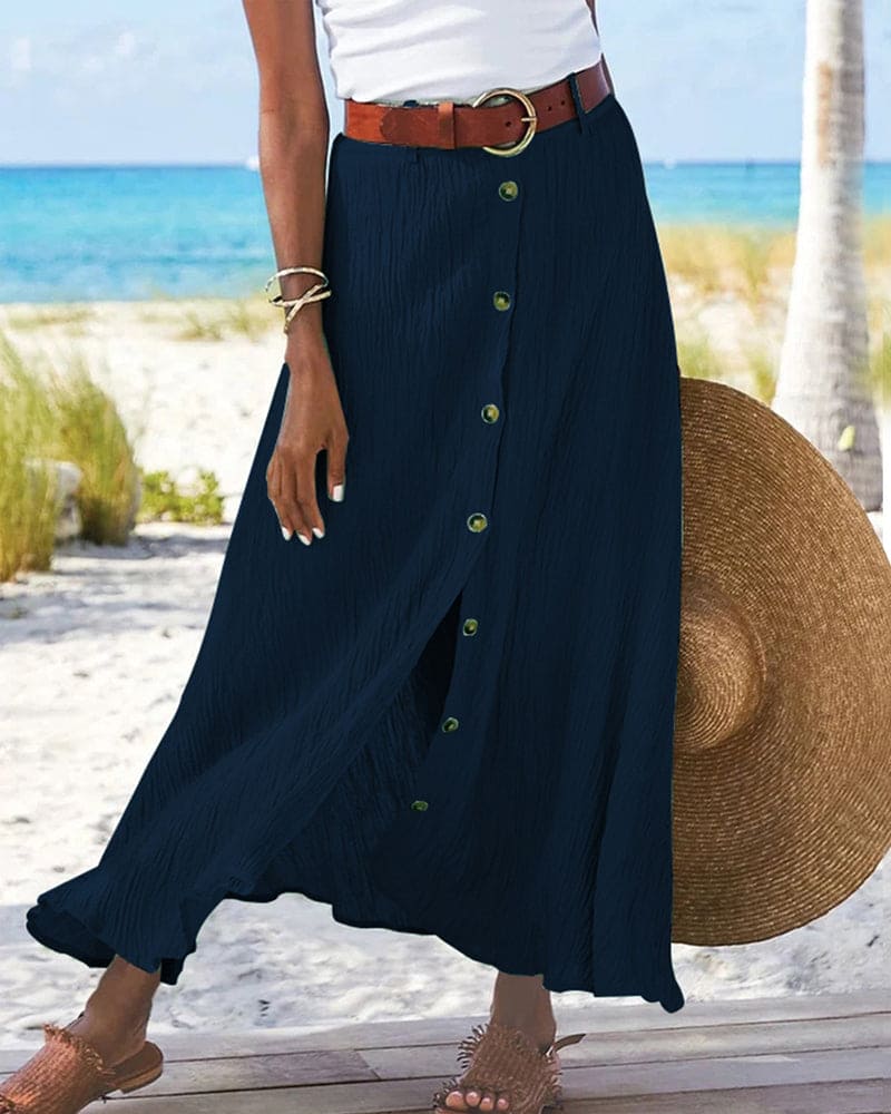 Ivyshape | Women's Maxi Skirt Buttoned