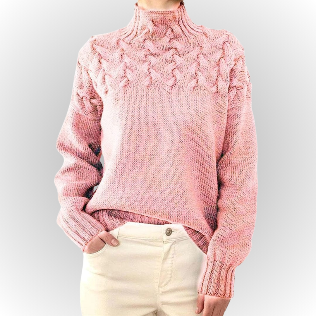 Ivyshape | Cozy Cable Knit Turtleneck Sweater