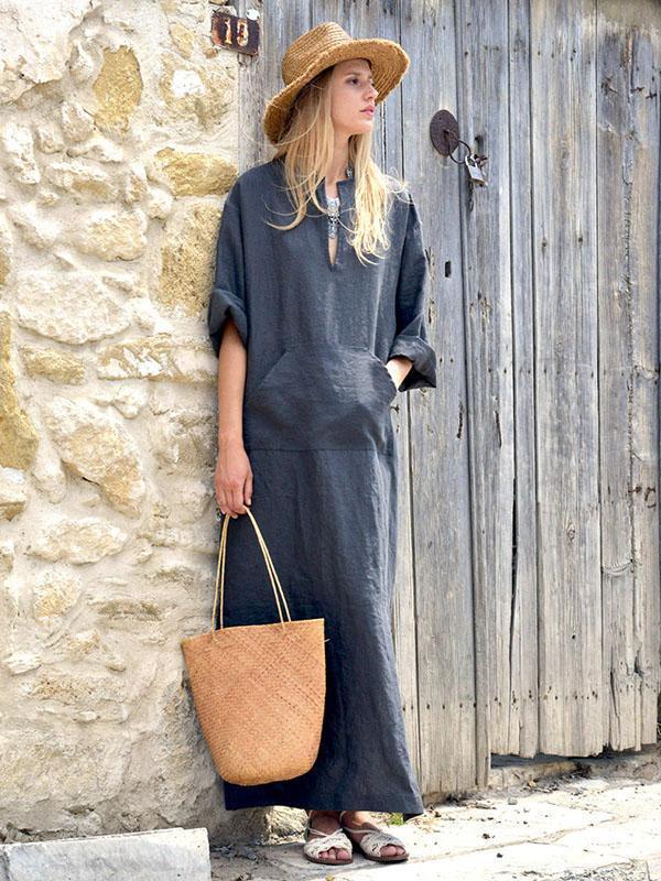 Color Side Split Maxi Long Dress