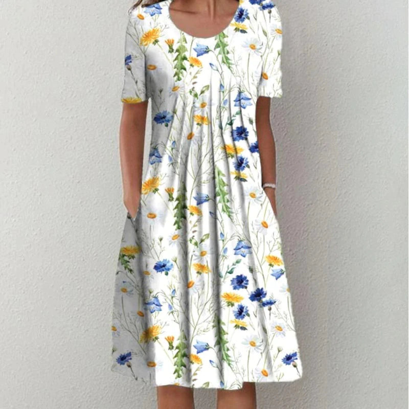 Ivyshape | Women's Mid Classic Floral Dress Comfy