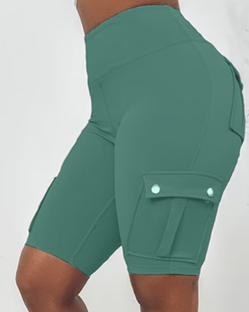 Ivyshape | Women's Casual Shorts With Pockets Plain