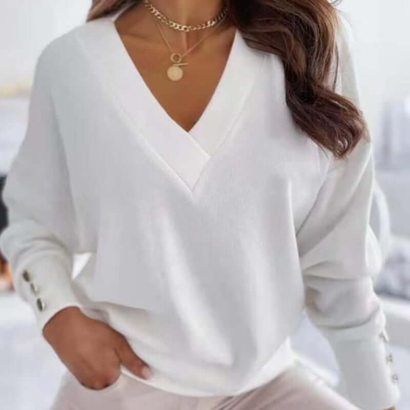 Ivyshape | Soft Long Sleeved V-Neck Sweater