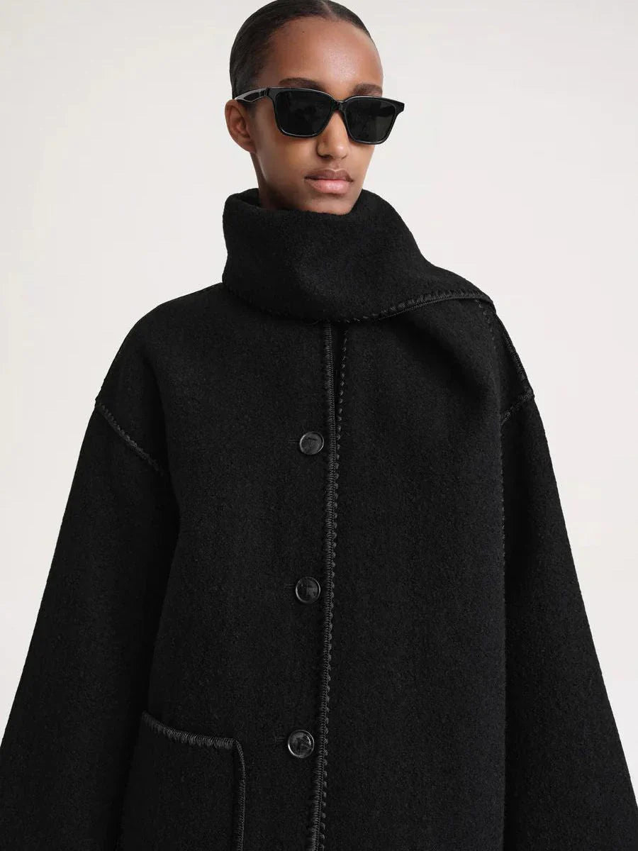 Ivyshape | Wool Blend Oversized Wrap Coat