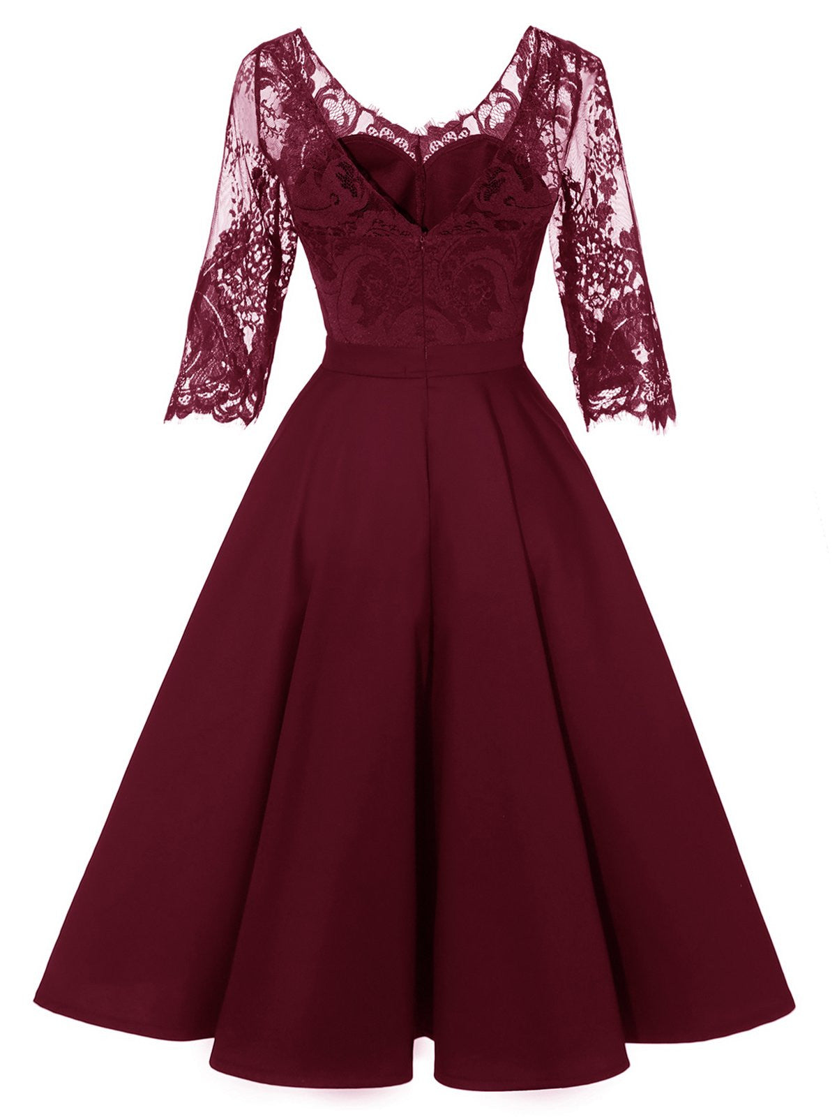 Lace Half Sleeve Swing Dress