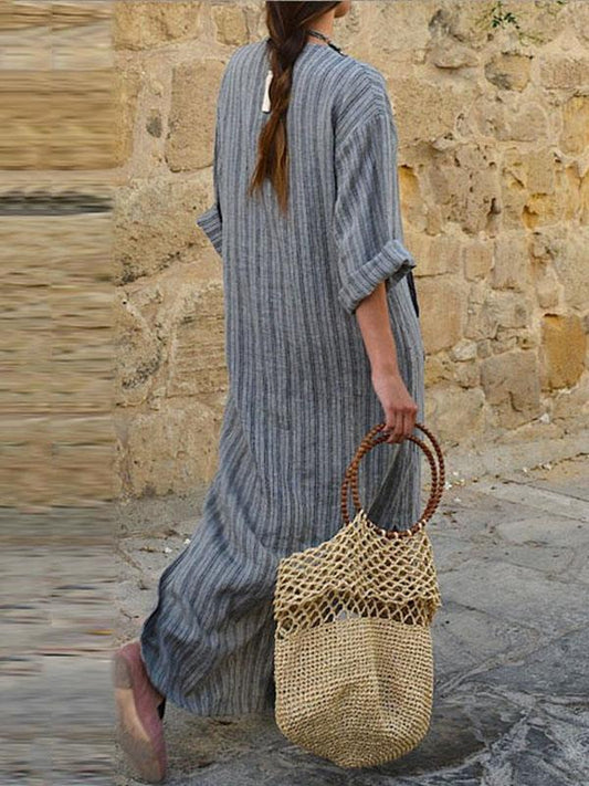 Stripe Loose Casual Maxi Dress