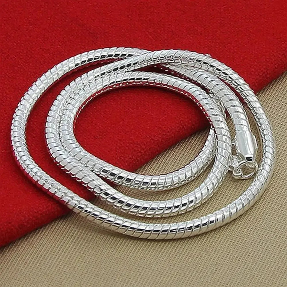 IvyShape | 925 3mm Sterling Silver Snake Necklace