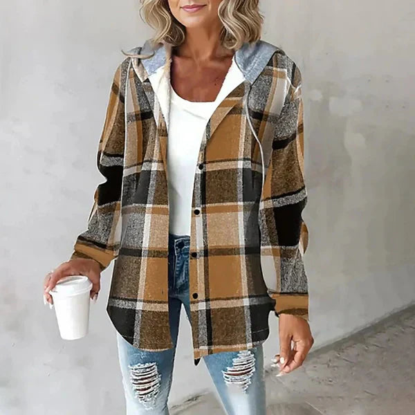 Ivyshape | Warm Plaid Jacket with Hood