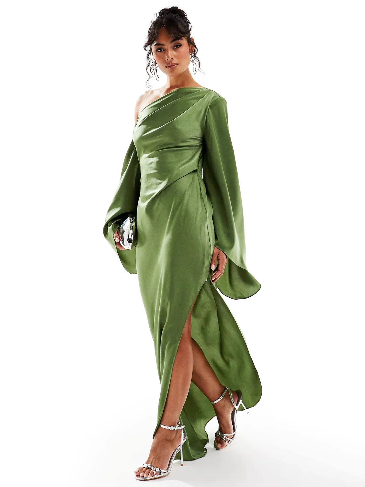 Ivyshape | One-Shoulder Bell Sleeves Maxi Dress