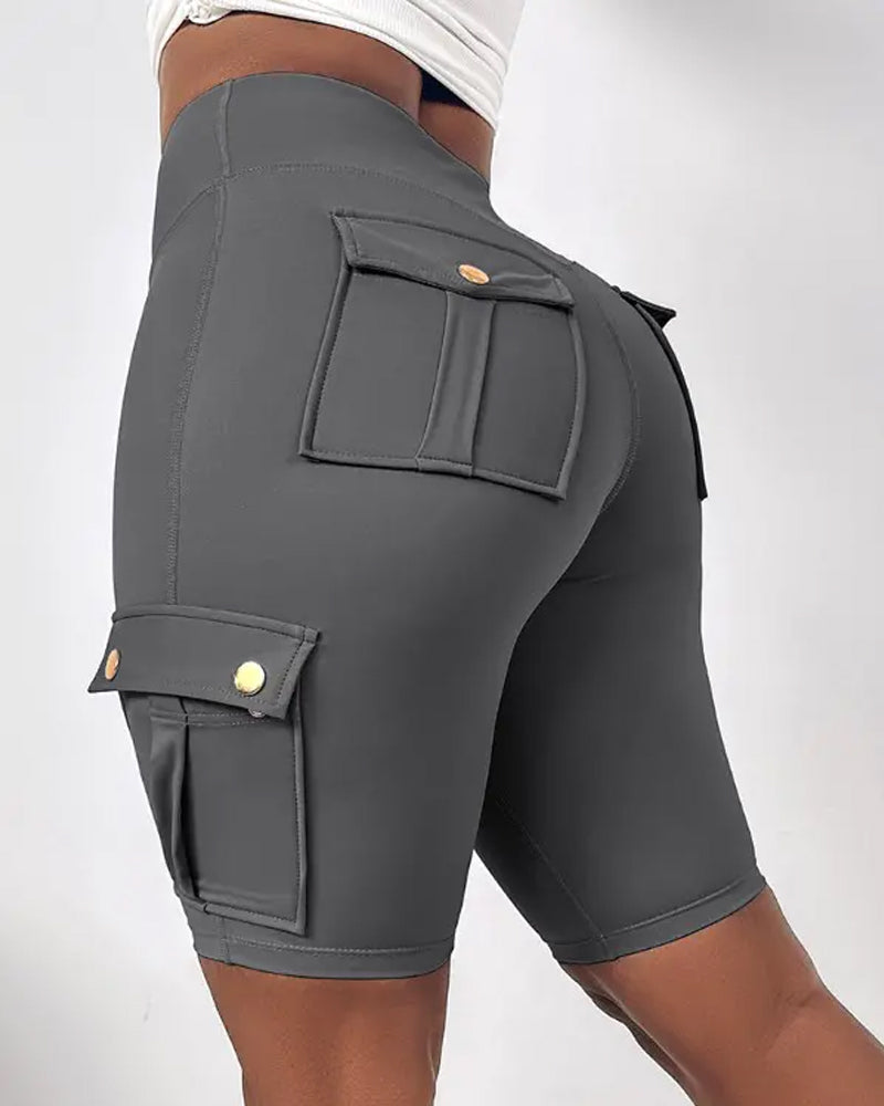 Ivyshape | Women's Casual Shorts With Pockets Plain