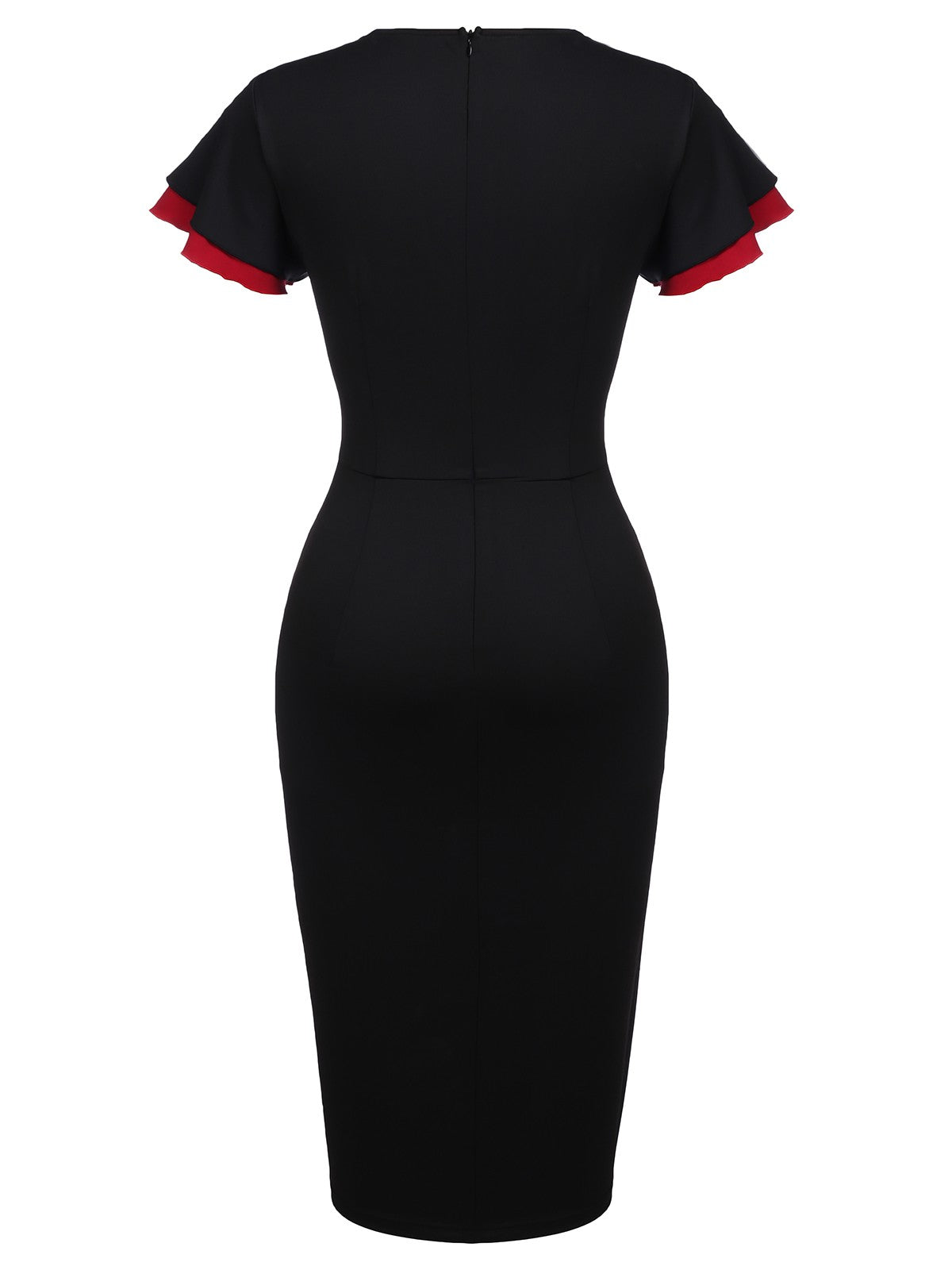 Black  Button Slit Bodycon Dress