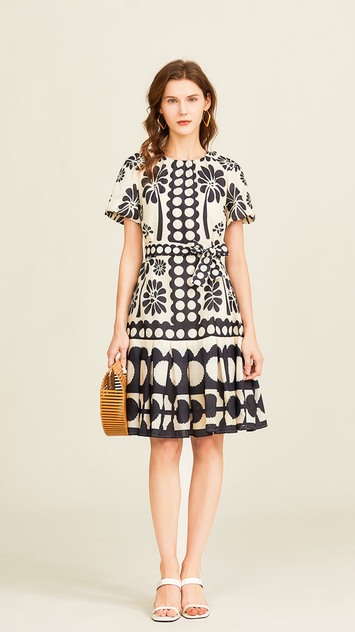 Black & White Contrast Printed Dress