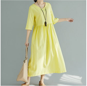 Color Short Sleeve Loose Casual Maxi Dress