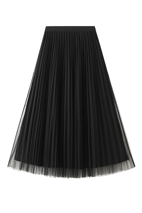 Ivyshape | Pleated A-Line Gauze Skirt