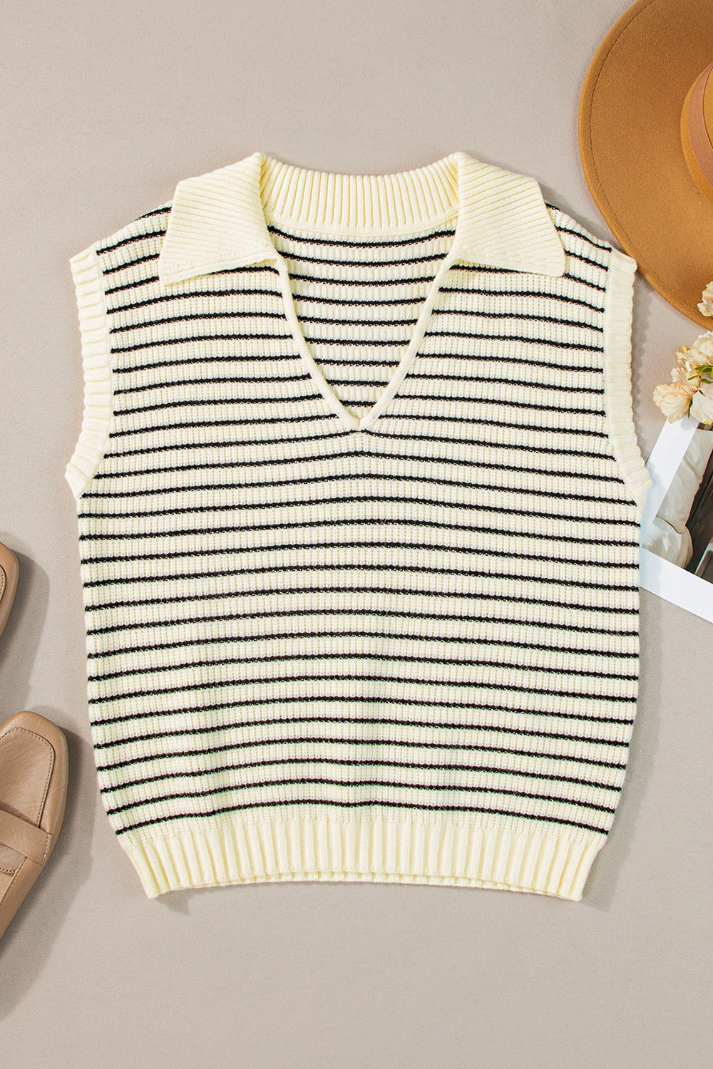 Ivyshape | Striped Collared Neck Tank