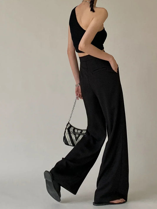 Ivyshape | Tie Waist Flowy Wide Leg Pants