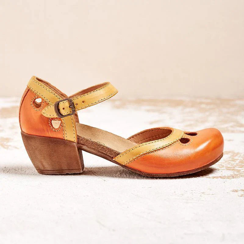 Ivyshape | Women's Wooden Heels Shoes Colorful