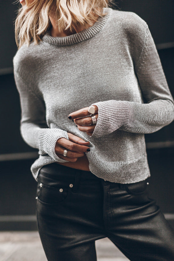 Ivyshape | Silver Metallic Knitted Sweater