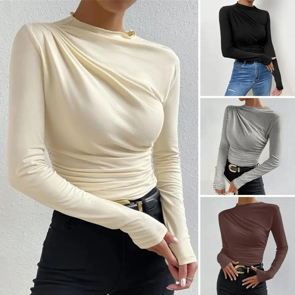 Sleek Long-Sleeve Slim Fit Pullover for Women