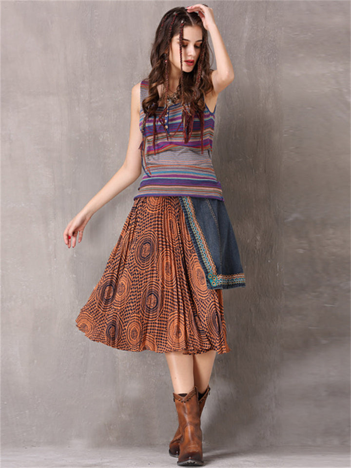 Fashion Irregular Embroidery Patchwork Skirt