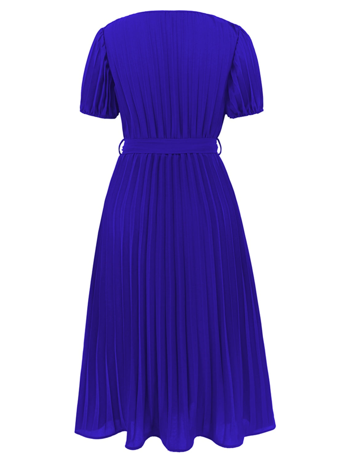 Ivyshape | Pleated Surplice Tie Waist Midi Dress