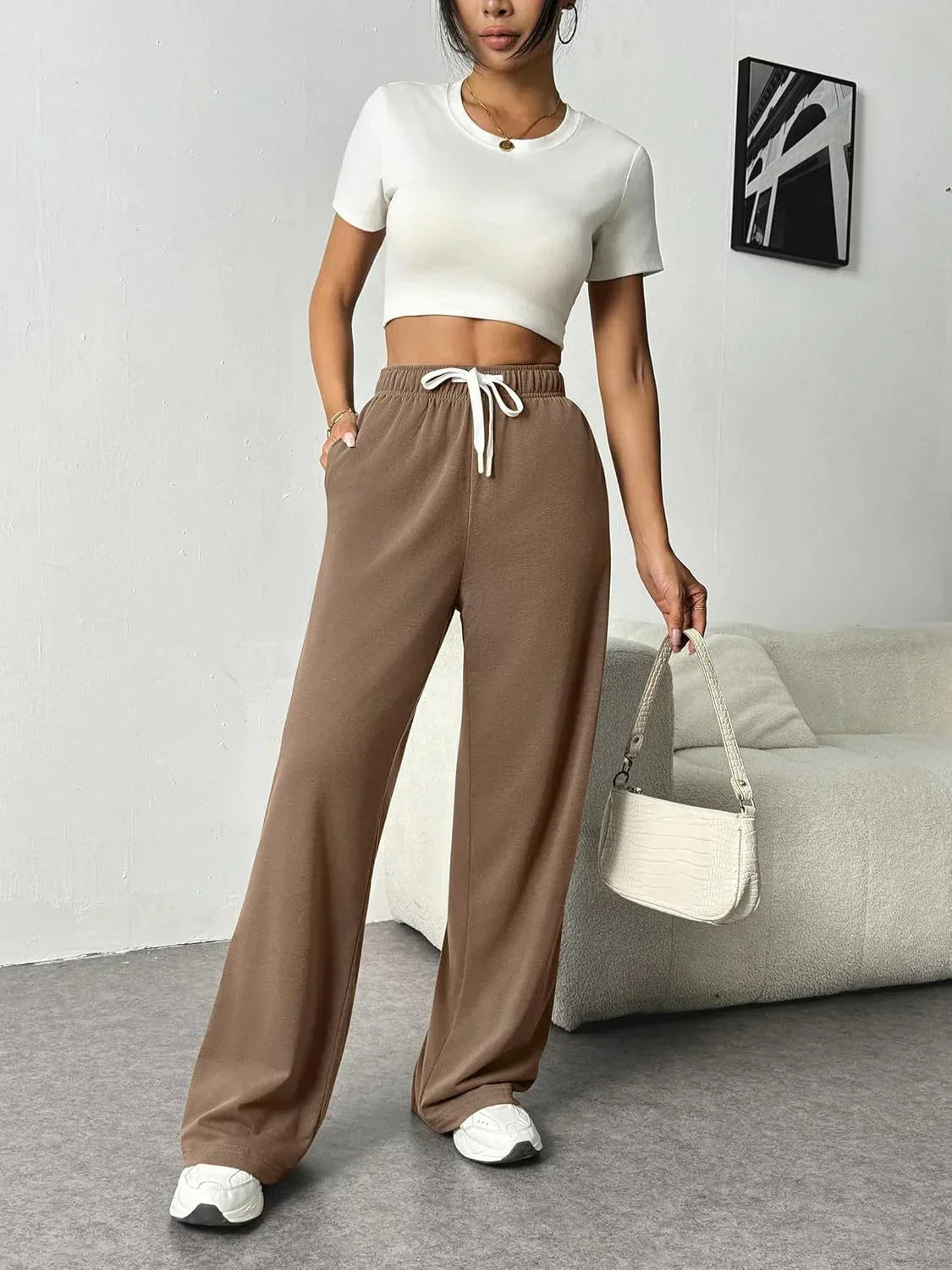 Ivyshape | Stylish Wide-Leg Jogging Trousers for Women