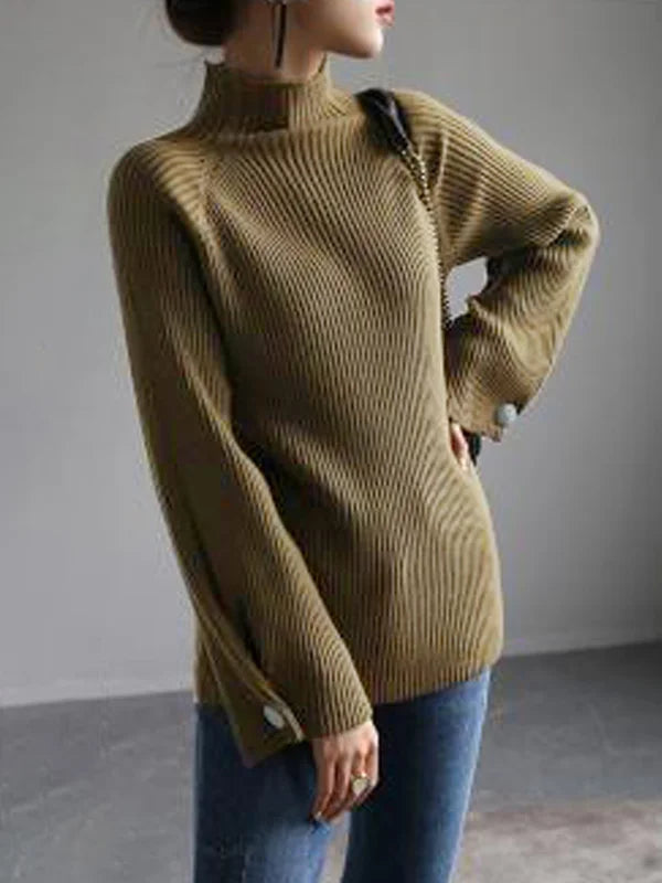 Ivyshape | Warmer Loose Turtleneck Sweater for Women