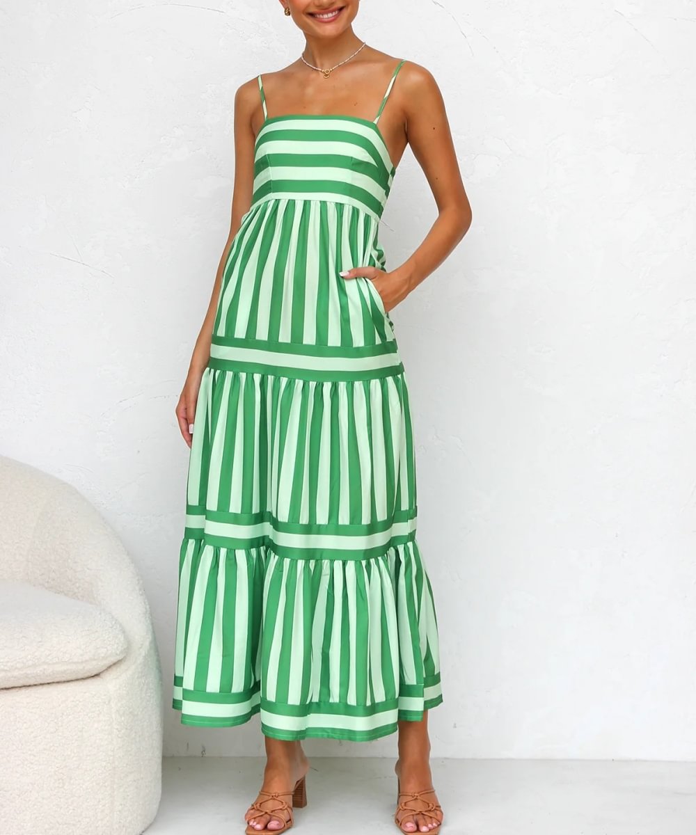 Ivyshape | Women's Chic Summer Maxi Dress Stripes